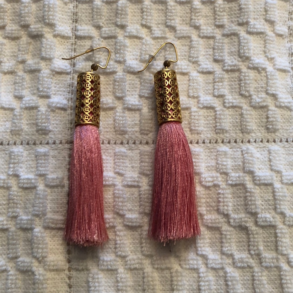 Pink tassel earrings